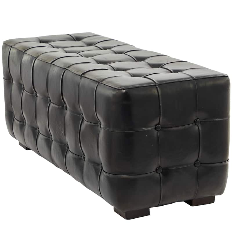 Leather Tufted Upholstered Bench - Brown or Black - Roche River Decor