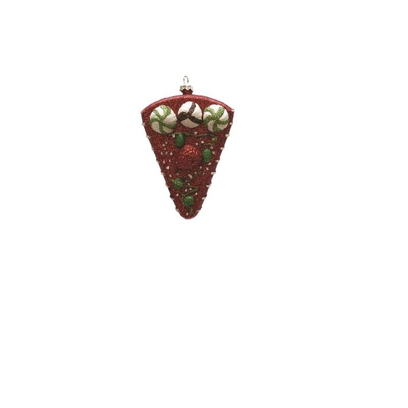 5" Red and Green Shatterproof Strawberry Cake Slice Christmas Ornament