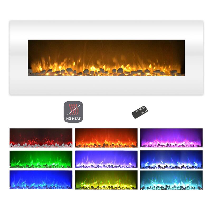 Northwest 50-Inch Heat-Free Wall-Mount Electric Fireplace with 10 Flame Effects