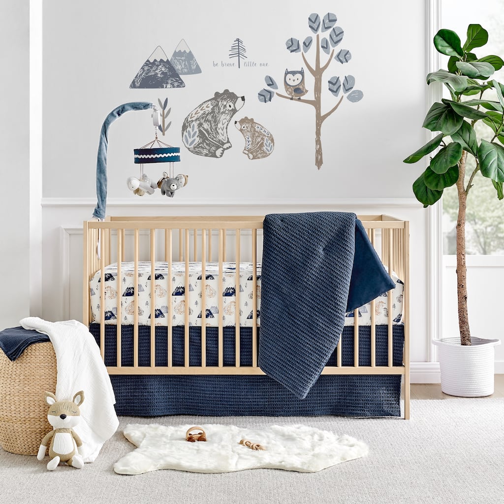 Mills Waffle Navy 4pc Baby Crib Bedding Set - Levtex Baby