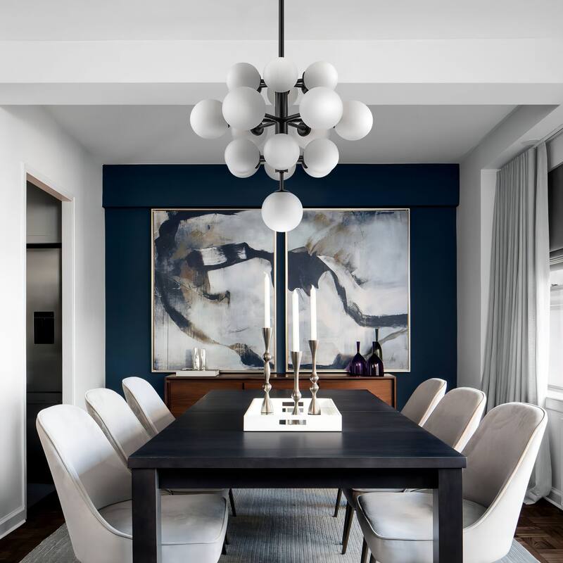 4-Tiered Modern Glam 19-Light Sputnik Cluster Frosted Glass Globe Bubble Chandelier