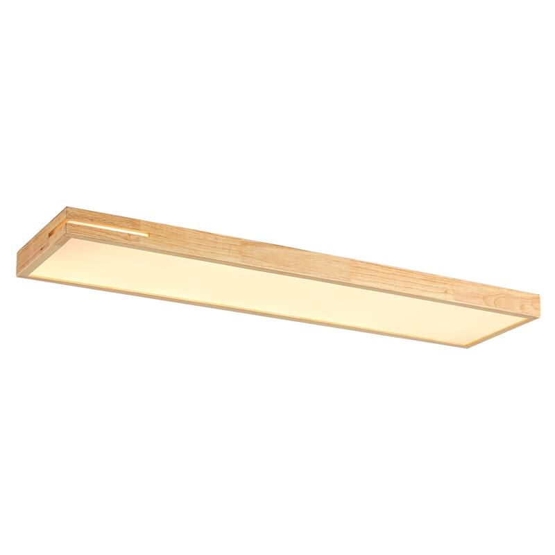 47.2" Modern Minimalist Wooden Rectangle Dimmable Integrated LED Flush Mount Ceiling Light for Kitchen, Bedroom, Living Room