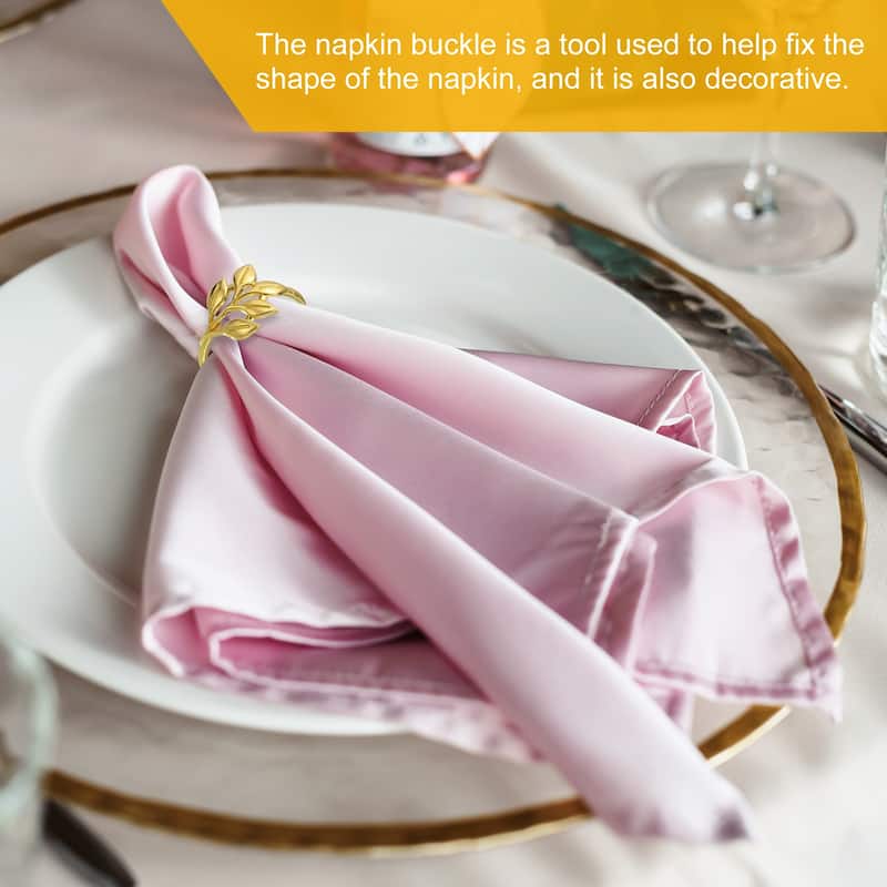 Leaf Napkin Rings, Table Napkin Holders Buckles for Decorations, Gold - 12 Pcs