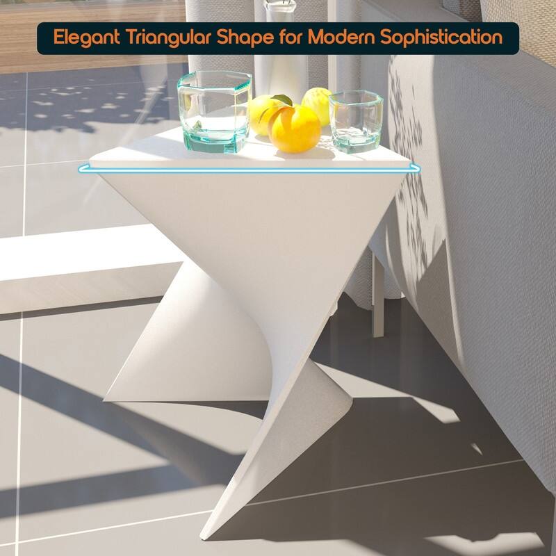 Randolph Modern Indoor Lightweight Side Table with Triangular Curved Design Accent End Table for Home Living Room or Bedroom