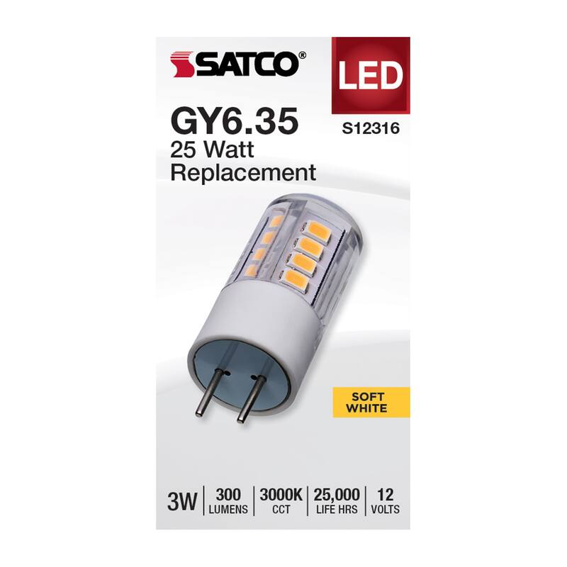 3 Watt T5 LED Clear Finish GY6.35 Base 3000K 12V