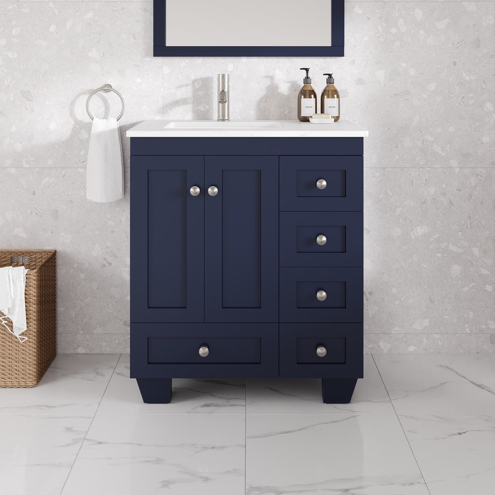Eviva Happy 28"W Bath Vanity with Carrara Quartz Top