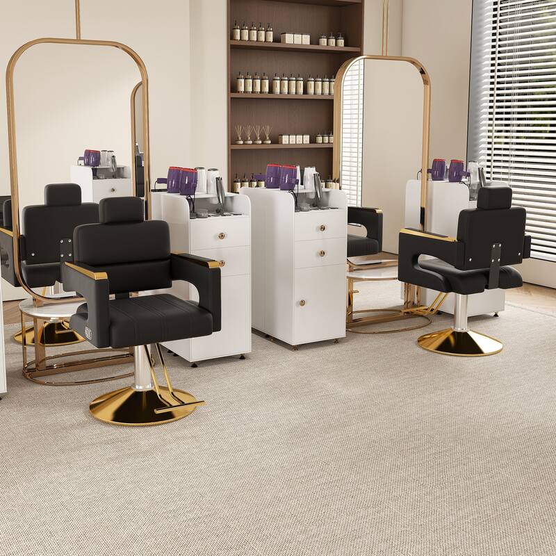 Stainless Steel Professional Hydraulic Barber Chair for Salon Barber Shop - N/A