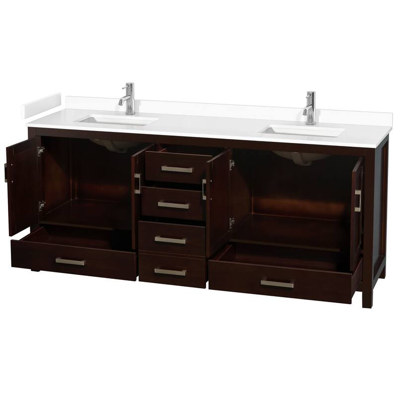 Wyndham Collection Sheffield 80" Double Bathroom Vanity, Carrara