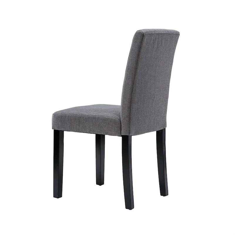 Set of 2 - Grey Fabric Dining Chairs with Black Wood Legs - 21" L X 17" W X 35" H