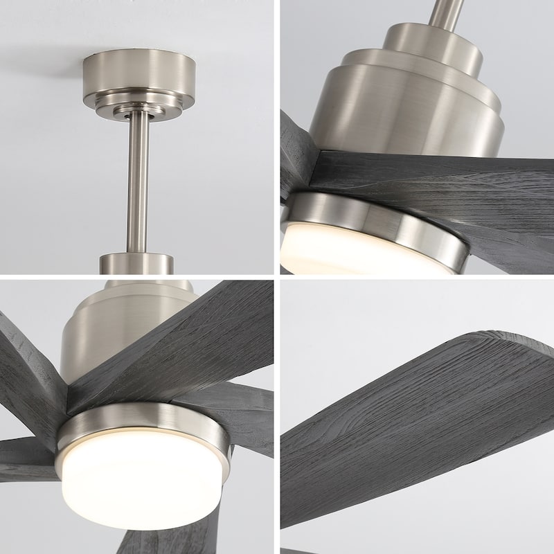 Modern Ceiling Fan Light with Lighting and 5 Solid Wood Blades, Reversible DC Motor for Bedroom and Living Room