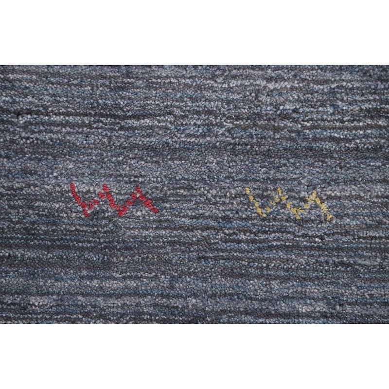 Blue & Gray Gabbeh Oriental Area Rug Handmade Wool Carpet - 6'7" x 9'7"
