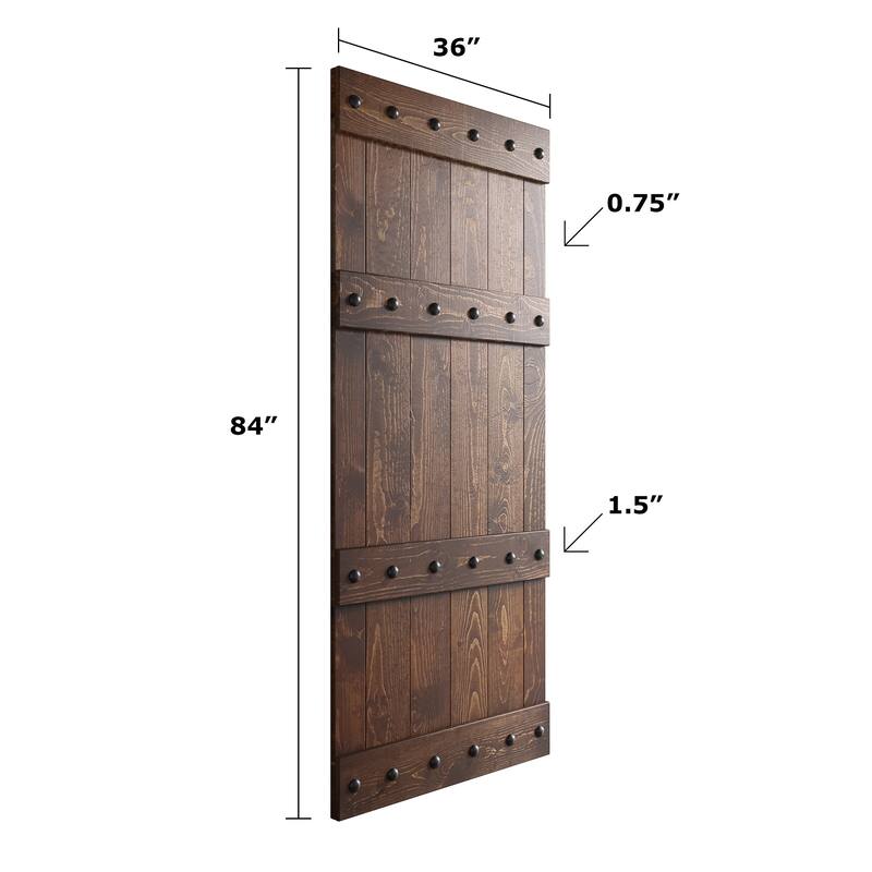 Coast Sequoia 72in x 84in Castle Series Pine Wood Double Sliding Barn Door With Hardware Kit