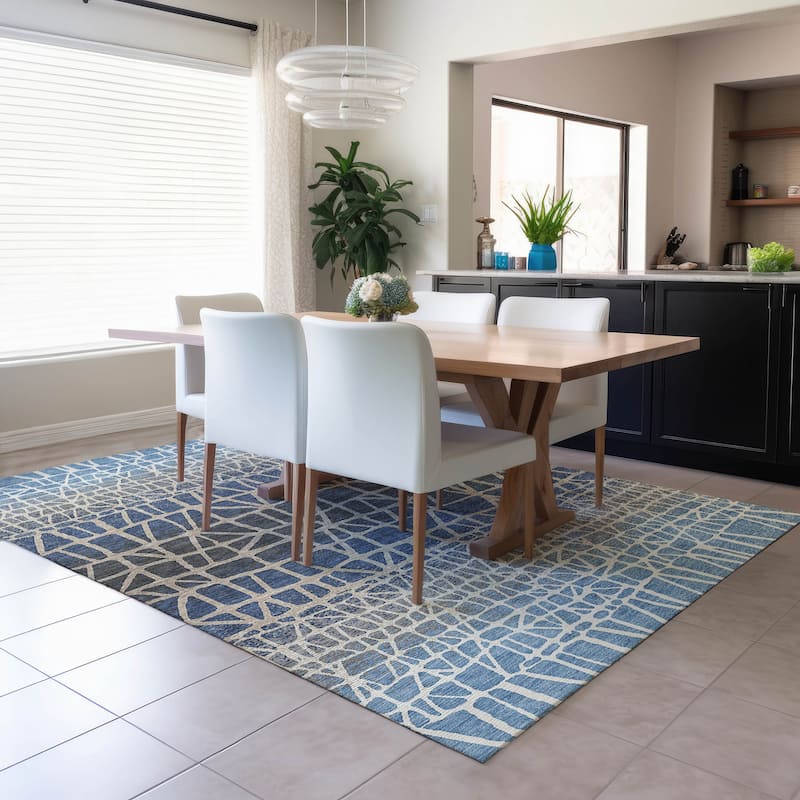 Machine Washable Indoor/ Outdoor Boho Global Chantille Rug