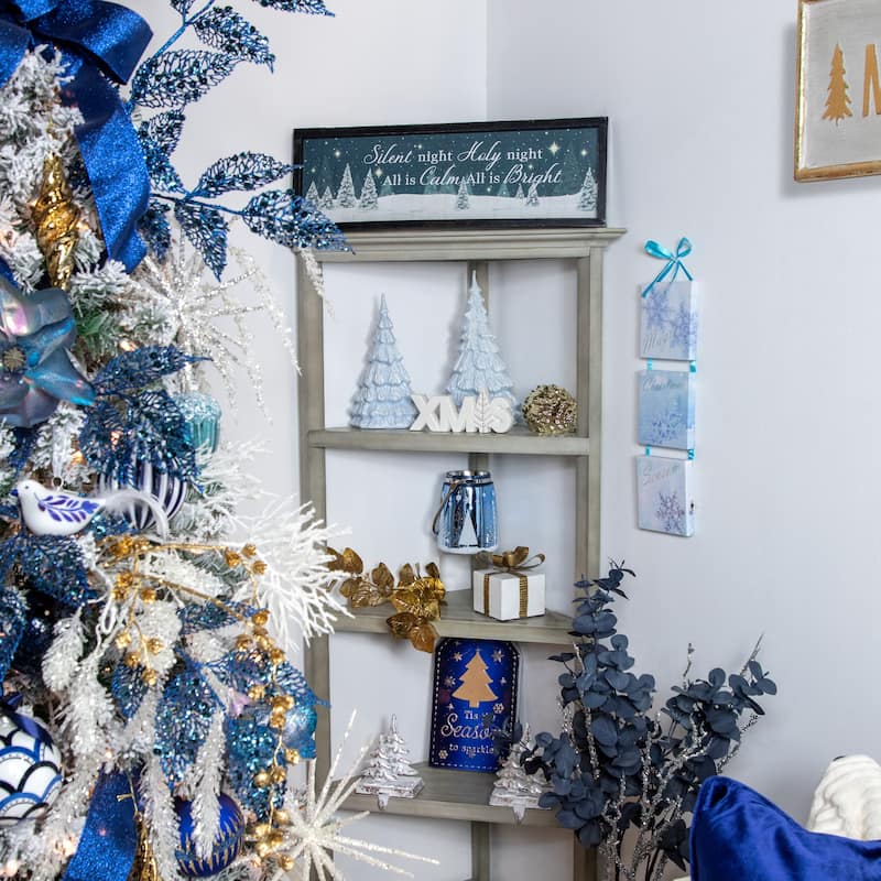 8" White and Gold "XMAS" Ceramic Christmas Tabletop Sign