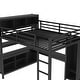 preview thumbnail 46 of 50, All-in-One Metal Loft Bed with L-Shaped Desk & Wardrobe, Bedrooms Bed Frame with Storage Cubes, Shelves, Full-Length Guardrails