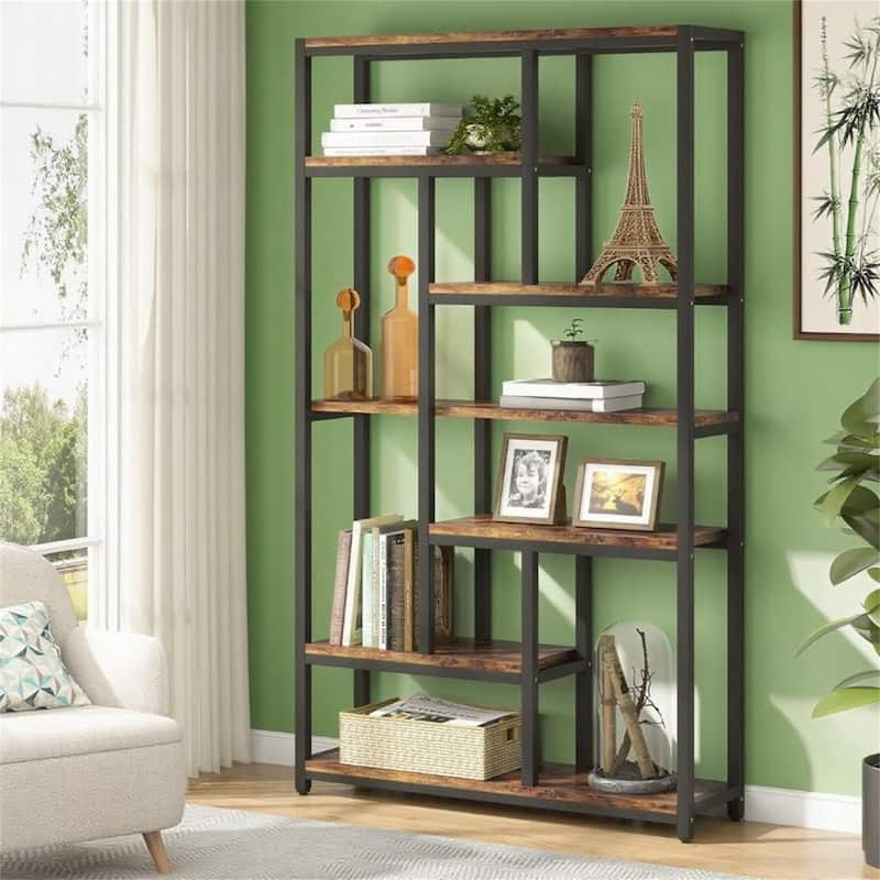 Industrial 10-Shelf Bookcase