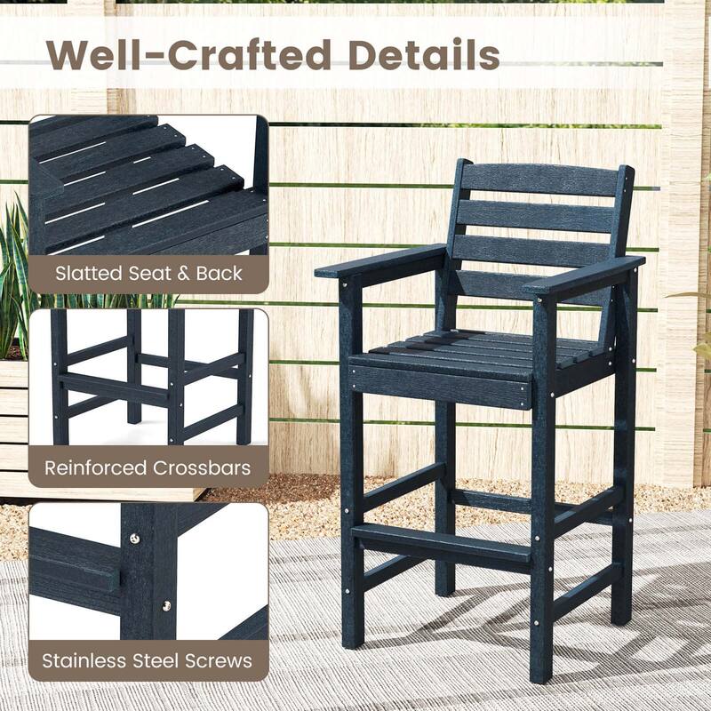 Costway 3-Piece Patio HDPE Bar Set Armchairs with Square High-Top - See Details