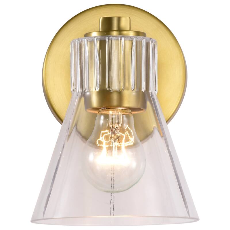 Gianna 1 Light Vanity Vintage Brass Finish Clear Glass - Vintage Brass