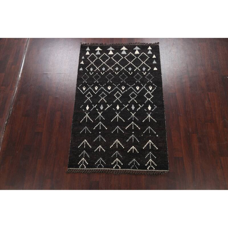 Geometric Vegetable Dye Moroccan Berber Oriental Area Rug Handmade - 4'6" x 6'11"