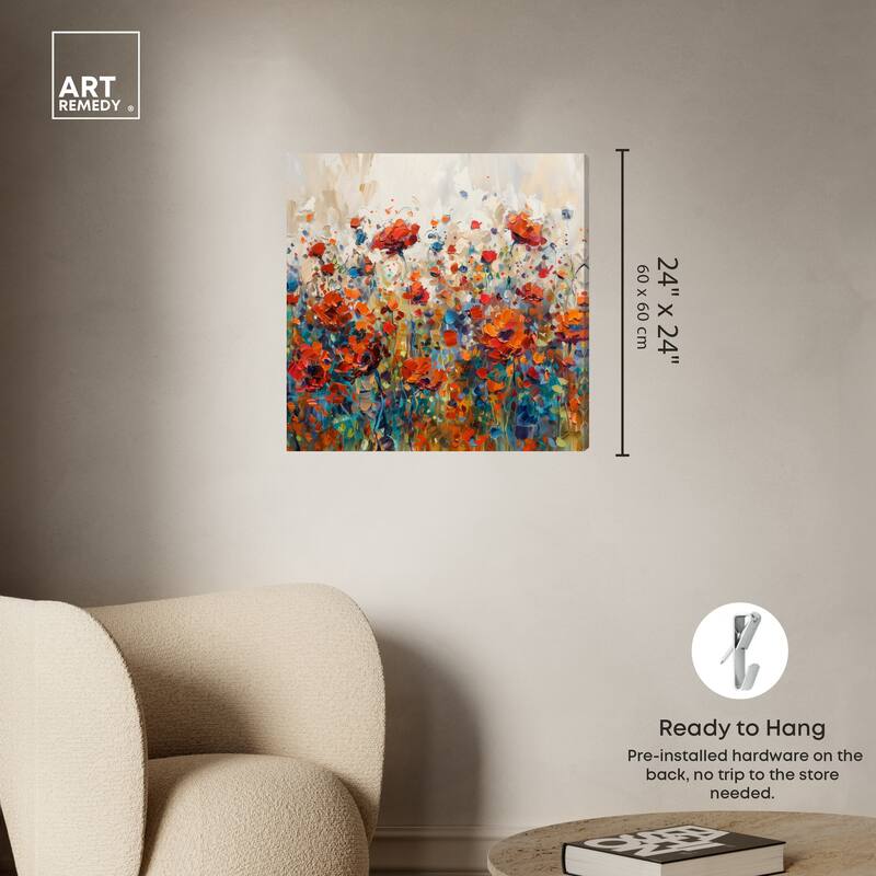 Art Remedy Beautiful Garden Bloom Gallery Wrapped Impressionism 1 Piece Canvas Wall Art