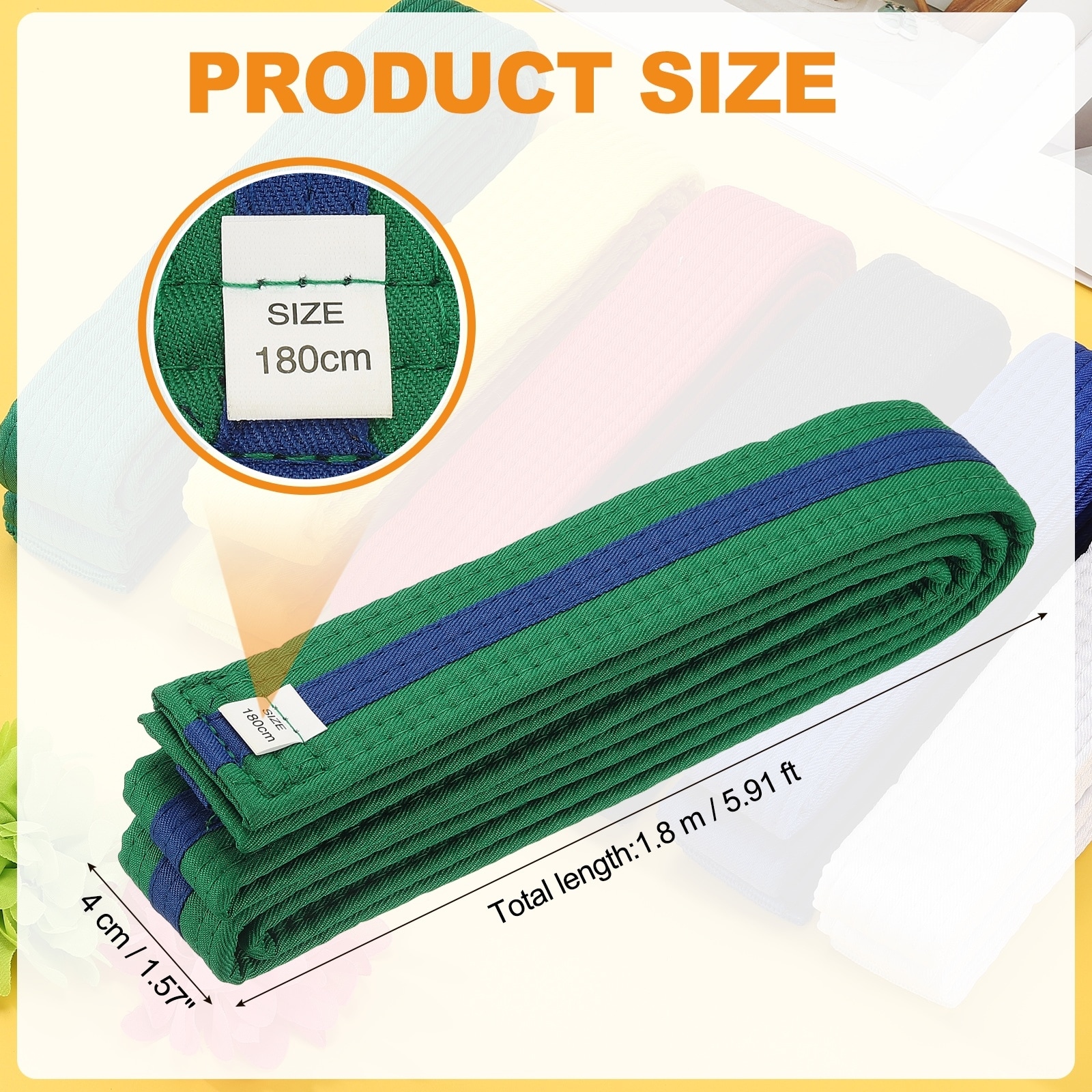 Karate Belt, Martial Arts Ranking Belts Solid Cotton Double-Layered Core Long Soft Uniform Training