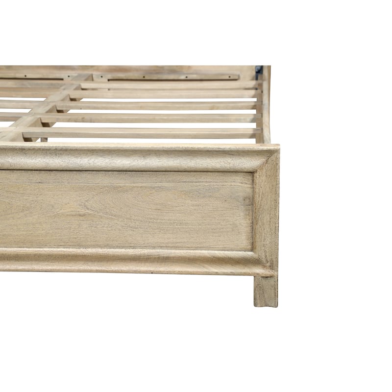Carved King Panel Bed with Solid Wood Frame