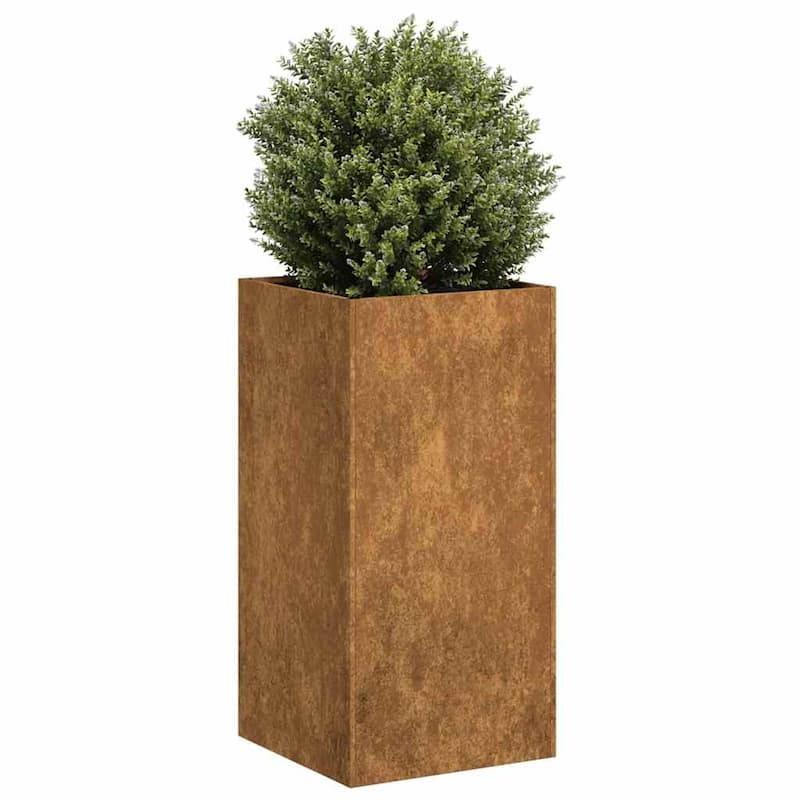 vidaXL Planter Raised Garden Bed Plant Flower Stand Rusty Weathering Steel - 15.7 x 15.7 x 31.5