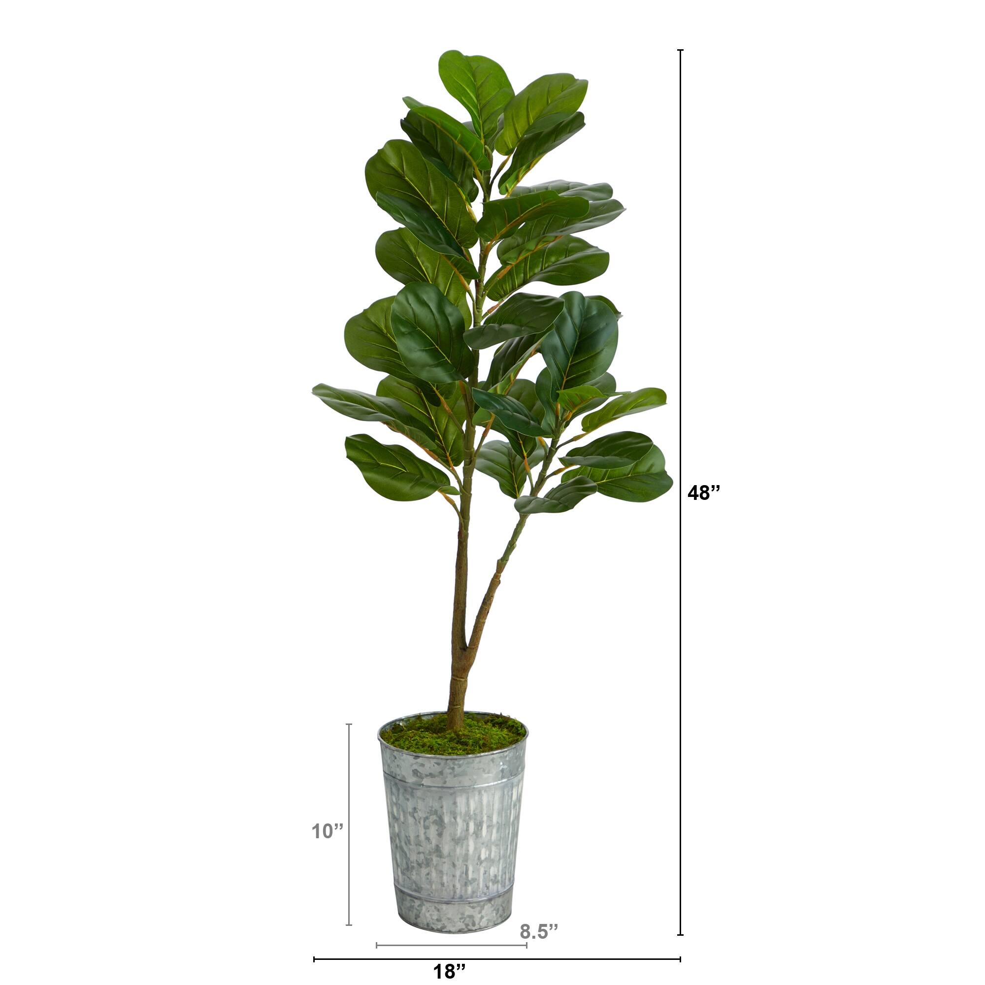 4' Fiddle Leaf Fig Artificial Tree in Metal Planter - 12.5