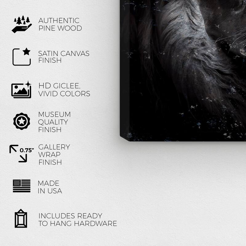Wynwood Studio Canvas Animals Mindset Lion Black and Modern & Contemporary Wall Art Canvas Print - Black, Gray