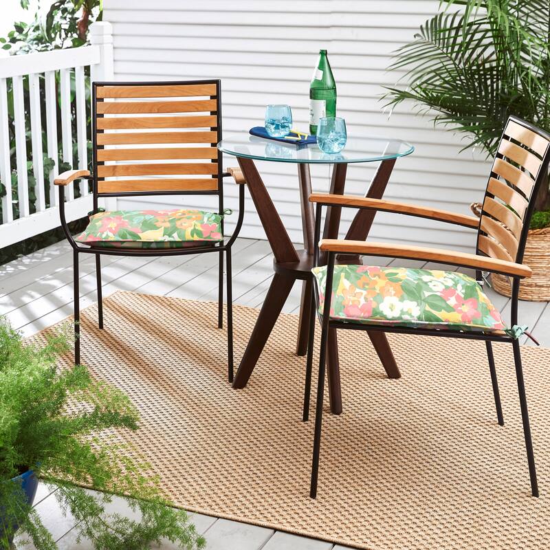 Sorra Home Outdoor Corded Chair Pad Set of 2 - 21 in W x 19 in D x 2 in H