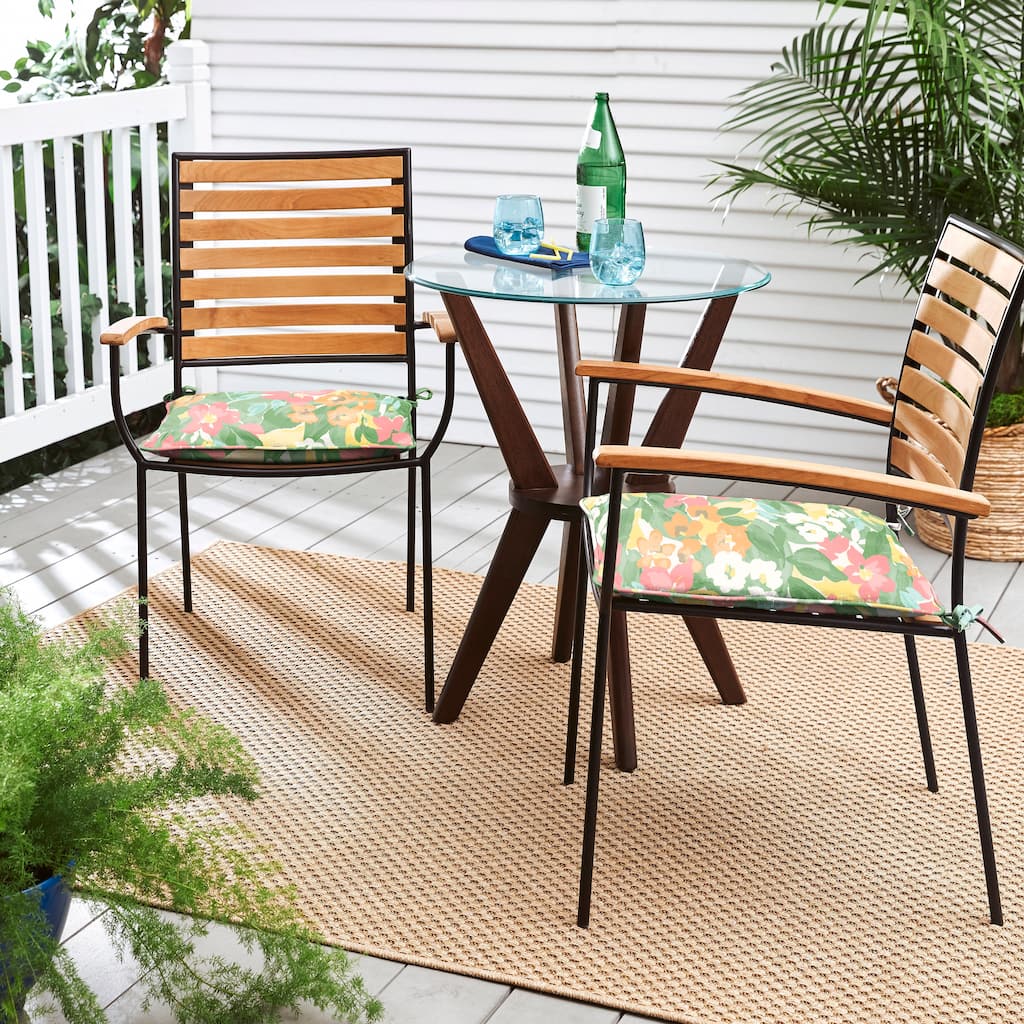 Sorra Home Outdoor Corded Chair Pad Set of 2