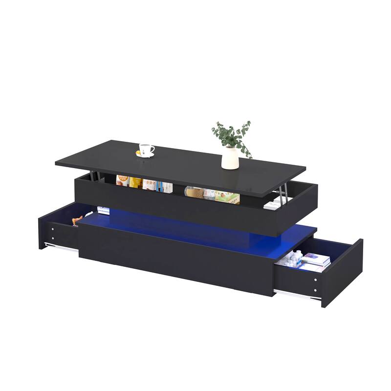 High Quality Three-Tier Foldable Coffee Table With Drawers