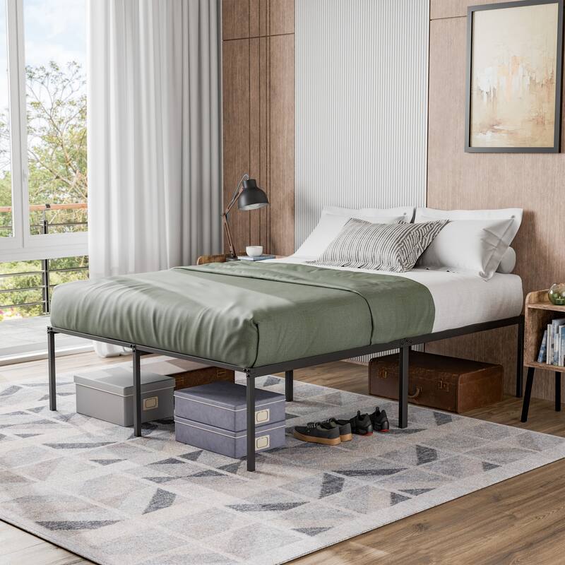 Jet 18-inch Metal Platform Bed Frame with Under-Bed Storage Space, No-Box Spring Needed - Queen