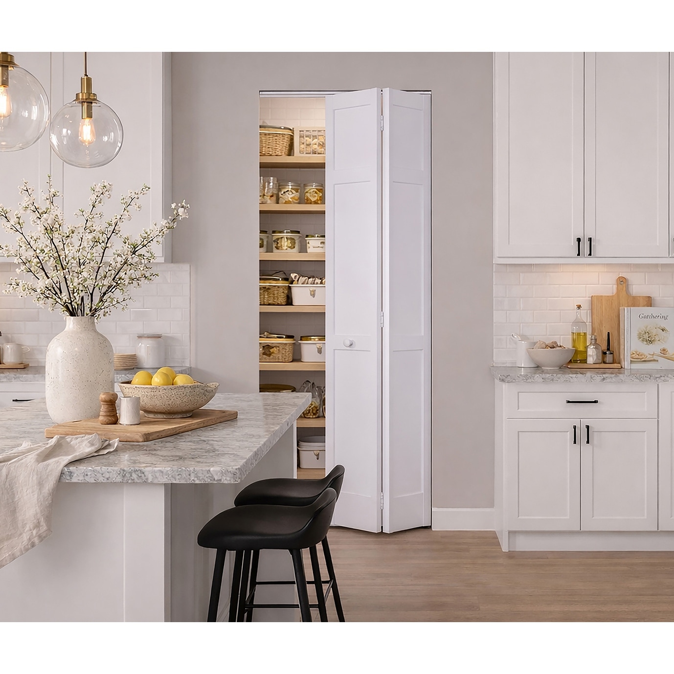 Seabrooke Shaker White PVC Bifold Closet Door 24 x 80