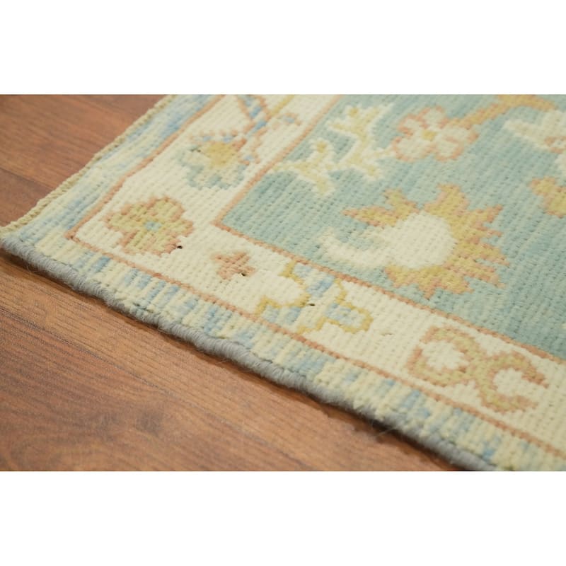 Vegetable Dye Wool Oushak Turkish Area Rug, Medallion Geometric Carpet - 9' 8'' X 8' 1''