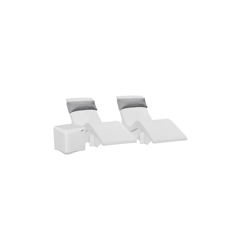 Aqua Outdoors inPool Chaise Set-Two Chaises-Two Pillows-Two Chaise Risers-One Large in Pool Side Table - ledges 9"-14"in Deep