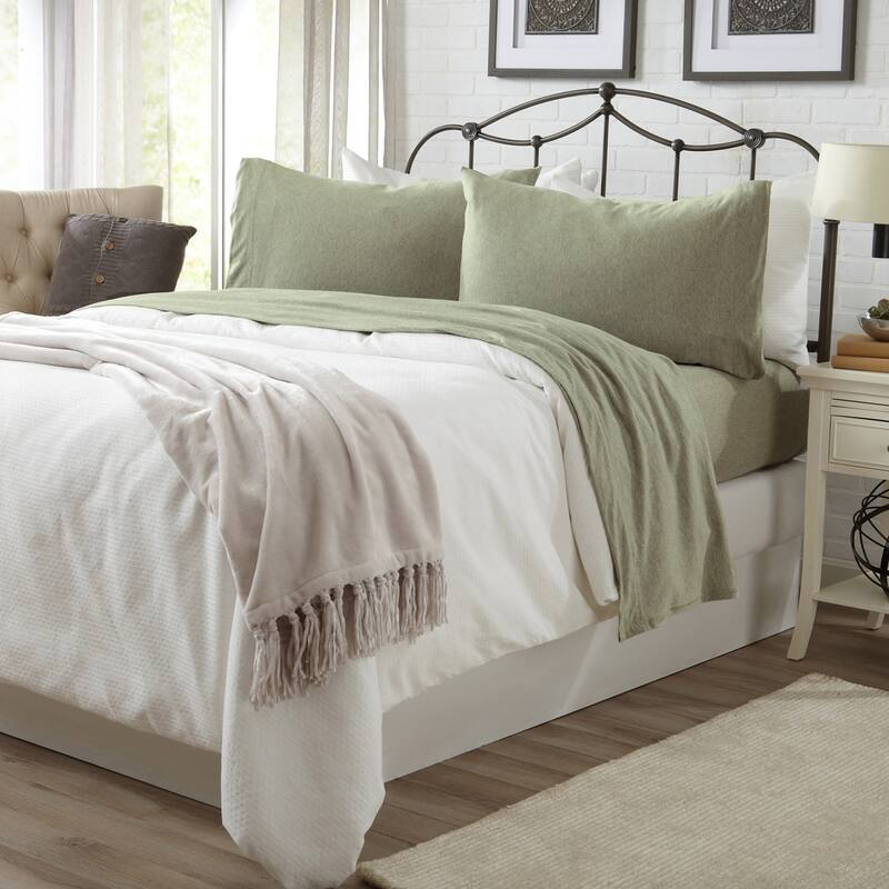 Linery & Co. Heathered Melange Cotton Jersey Knit Sheet Set