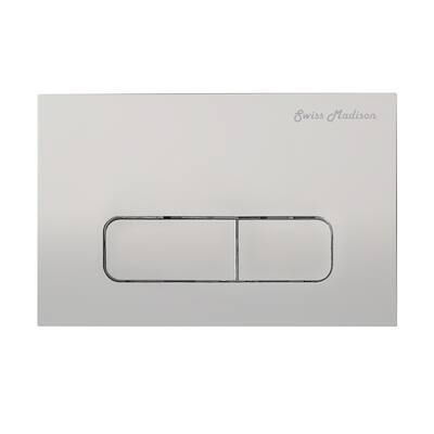 Wall Mount Dual Flush Actuator Plate With Rectangle Push Buttons In Matte Chrome - 9.65" x 6.5" 0.5"