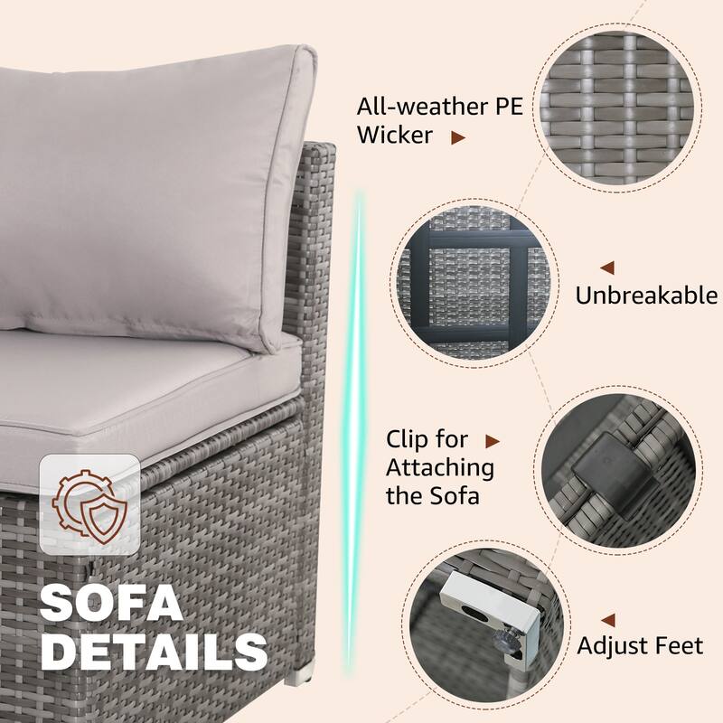 7-Piece Wicker Patio Conversation Set with Cushions