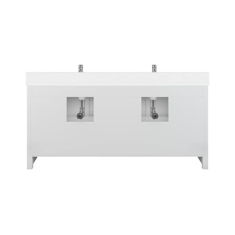 Calumet 75-in Solid Hardwood Bathroom Vanity with Engineered Stone Countertop