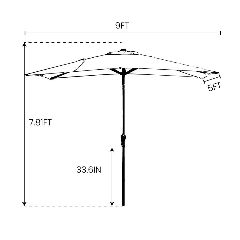 Crestlive Products 9 x 5 FT Patio Outdoor Rectangular Market Umbrella