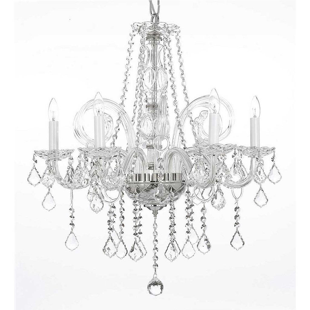 Swarovski Crystal Trimmed Chandelier Lighting Crystal With 5 Lights - Chandeliers For Bedrooms by Overstock.com