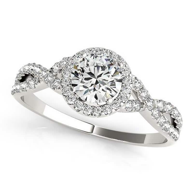 Auriya 2ct Twisted Moissanite Halo Diamond Engagement Ring 1/5ctw 14k Gold - 9 - Yellow