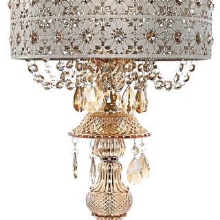 White Champagne Glass and Metal Table Lamp