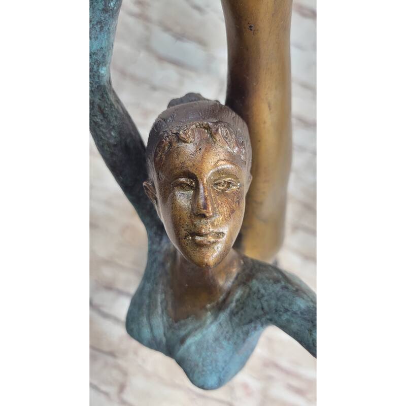Signed Original Collett Gymnast Balancing Ball Bronze Sculpture Statue 24 Inches X 12 Inches