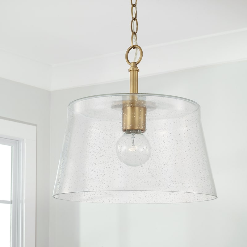 Baker 1-light Pendant/ Semi-Flush Mount w/ Clear Seeded Glass
