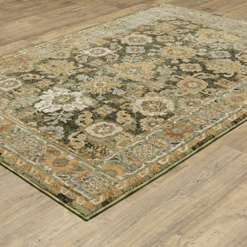 Style Haven Adalynn Bordered Traditional Green/ Gold Area Rug