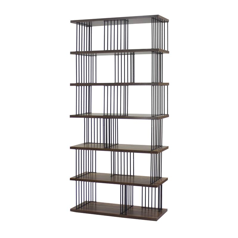 DAVEE Modern & Contemporary Antique Wood 6-tier Bookcase - 86.81*47.24*11.81 inches