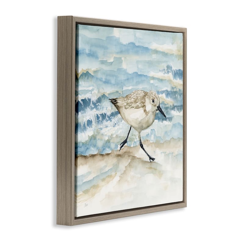 Stupell Sandpiper Striding Shore Framed Floater Canvas Wall Art Design By Nan