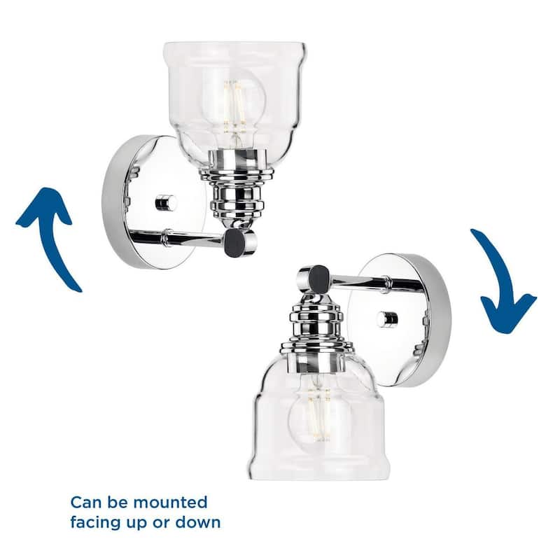 Ambrose Collection One-Light Chrome Clear Glass Bath Vanity Light - 5 in x 6.5 in x 7.88 in